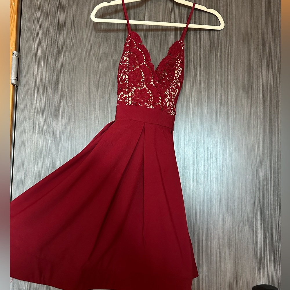 Elegant Red Lace Dress